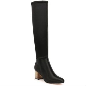 DONNA KAREN- Satin & Gold textured heel- 9.5 (used 2X)